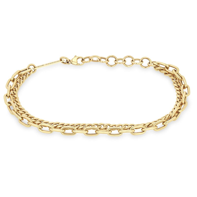 Zoë Chicco 14k Gold Medium Rope & Square Oval Link Double Chain Bracelet –  ZOË CHICCO